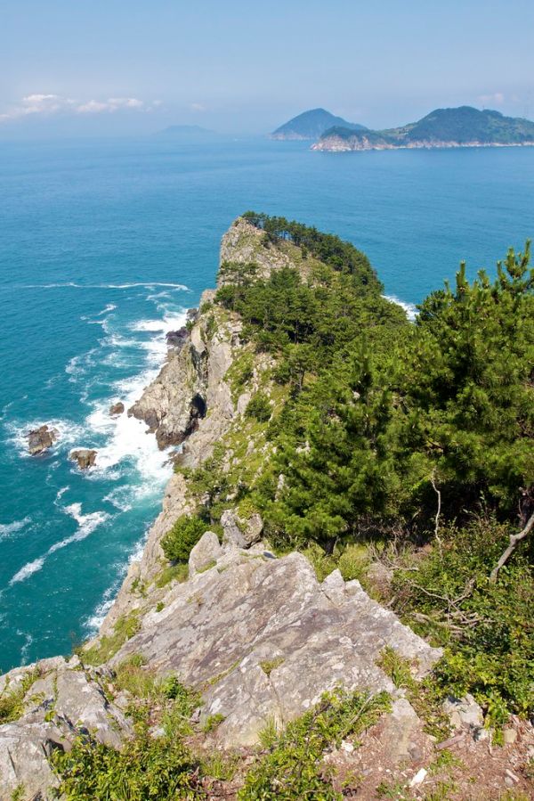Wide sandy beach along Korea's East Sea coastline