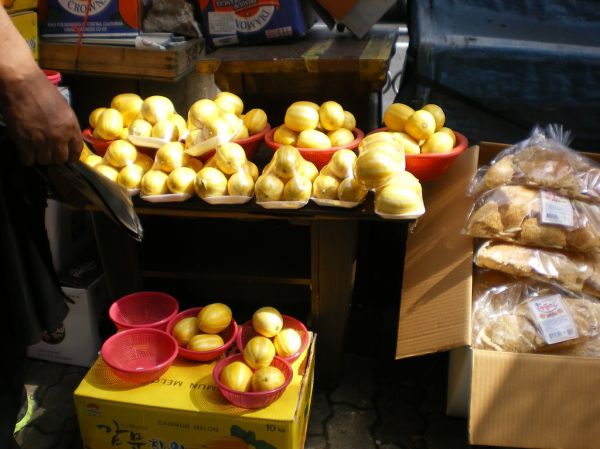 Street food stall at a traditional Korean market