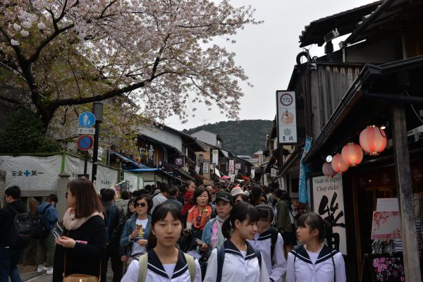 Busy Korean city street with signage and pedestrians